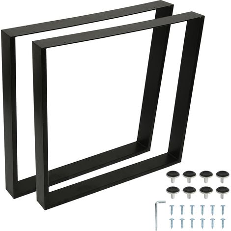 Juego de 2 patas de mesa de acero, rectángulo negro de 80x72 cm (1/5)