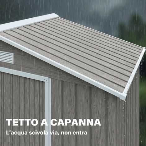 Caisse de jardin en métal marron clair 2,1x1,3m, porte coulissante double avec bouches d'aération intégrées (1/4)