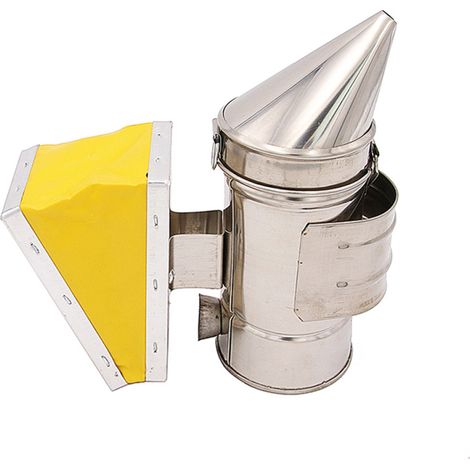 Bienenstock-Räucherofen für Imker, Heizkammer aus Edelstahl, gelber Blasebalg, Imkereiausrüstung.