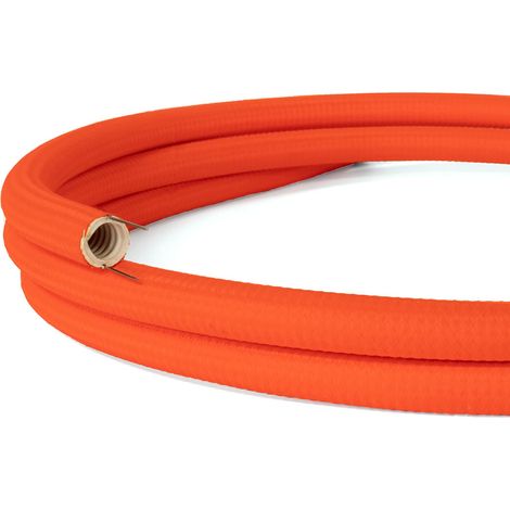Creative-Cables Canalina passacavi modellabile linea Creative-Tube, Arancione Fluo RF15, 20 mm Ø, 1 m, Rivestimento in tessuto effetto seta
