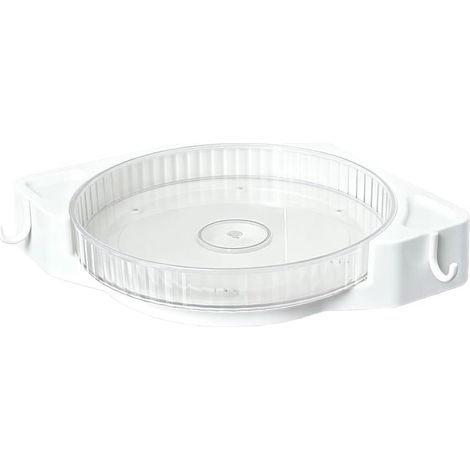 Étagère d'angle de douche rotative à fixation murale pour articles de toilette et porte-savon, blanc transparent, 26 x 26 cm (gris transparent) (1/5)