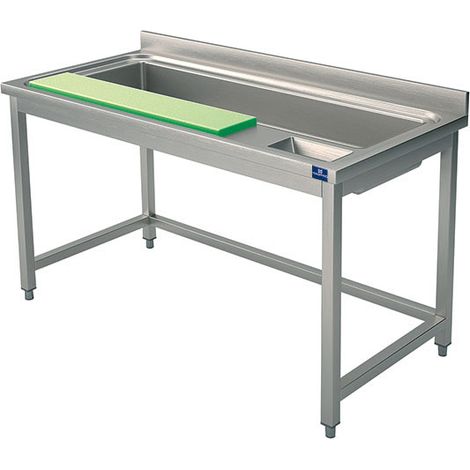 Table Inox pour Préparation Légumes Planche à Découper et Bac - Virtus