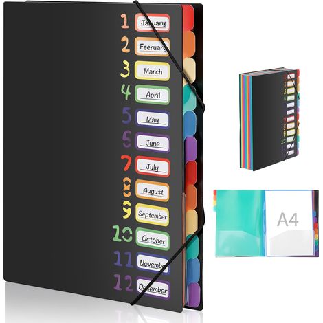 Lot de 1 Porte-Documents A4, Organiseur 12 Compartiments Étanche Bureau Organiseurs A4 éTanches à 12 Compartiments Et éLastique. IdéAl Pour Ranger Vos Devoirs Et Documents Au Bureau Ou à L'éCole (1/5)