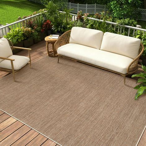 Tapis aspect jute intérieur/extérieur - Lavable - Marron chaud - 120 x 170 cm (1/5)