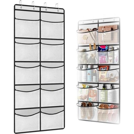 Organizzatore sospeso con 10 ampi scomparti per bagno, cucina e camera da letto - Include 4 ganci in metallo per un'organizzazione efficiente (1/5)