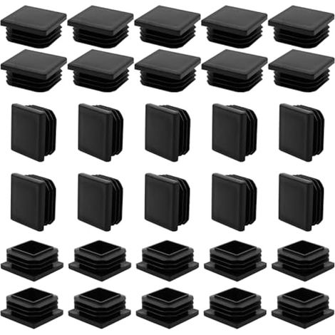 30 PCS 30 x 30 mm Bouchons à lamelles pour Tube carré, Embout de Bouchon en Plastique Noir carré pour Tube de Tuyau, Plastique polyéthylène, Bouchons d'extrémité