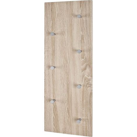 Patére en MDF Coloris Chêne-chromé-nickelé - L80 x P5,5 x H30 cm