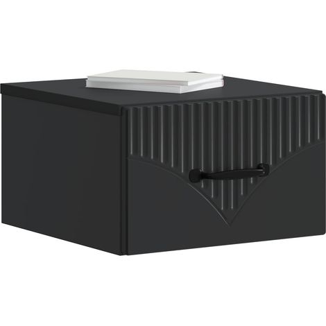 Maison Exclusive - Mobiletto da notte a muro con cassetto Nero 34,5 x 33 x 20 cm