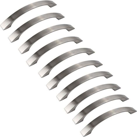 Lot de 10 poignee de meuble cuisine - chromées- Poignées de porte Nickel Brossé poignee de cuisine poignée cuisine inox entraxe 96mm (1/5)