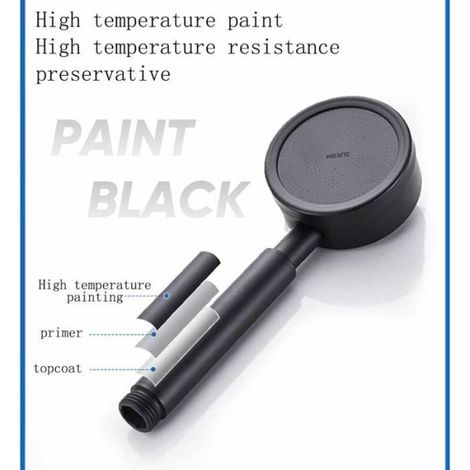 Pommeau de douche haute pression - - Acier inoxydable 304 - Économie d'eau 30-50% - Technologie Turbo - Noire (1/4)