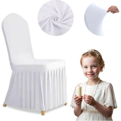 Housse De Chaise - Banquet Blanc - Volants Intégrés - Taille Unique - 1 Pièce (1/5)