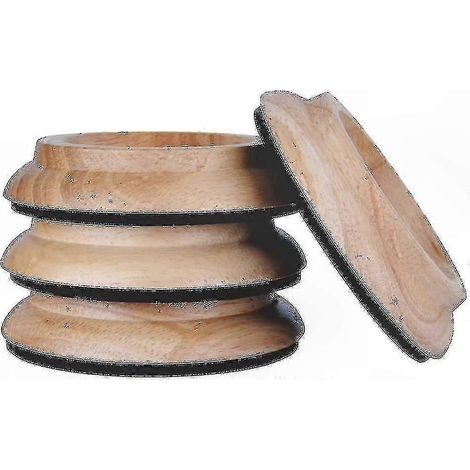 Set de 4 coupelles en bois dur pour pieds de piano droit et meubles, protection sol, patins robustes, accessoires de déménagement, finition naturelle, diamètre adapté, lot de 4. (1/2)