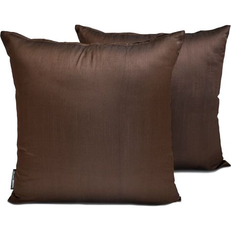 Fundas de almohada lumbares decorativas HomeCentric, color marrón, paquete de 2, 30 x 50 cm (12" x 20"), fundas de almohada rectangulares de rayón de color liso, estilo moderno de lujo en marrón oscur
