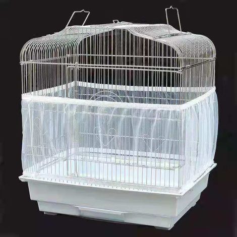 Housse de cage à oiseaux lavable en nylon, housse anti-graines pour cage à oiseaux, récupérateur de graines (Blanc) XL (Taille 35 cm - Circonférence 170-200 cm) (1/5)