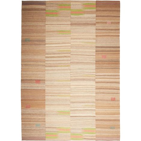 Authentique tapis d'Orient kilim fait main 214x304 marron et beige (1/5)