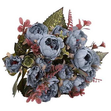 Bouquet de pivoines artificielles réaliste, haute simulation, ornemental, 9 têtesbleu (1/5)