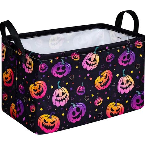 Panier de rangement fantôme d'Halloween, panier à linge pliable avec poignées, coffre à jouets pour chambre d'enfant, décoration intérieure 10-45 x 30 x 28 cm (1/5)