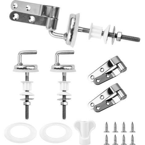 Stainless Steel Toilet Seat Hinge Fastener Kit with Screws Fixing Kit Replacement for Toilet Seat, Suitable for Most Toilets (1/5)