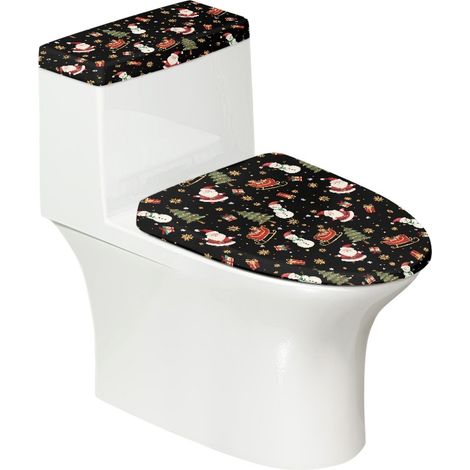 Housse De Siège De Toilette - Housse De Cuvette Et Couvercle De Chasse D Eau - Polyester Élastique - Universelle - Lot De 2 Pièces (1/5)
