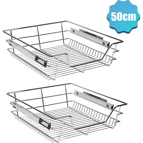 Randaco 6X Tiroir de Cuisine Télescopique d’Armoire de Cuisine Tiroir télescopique Tiroir suspendu Tiroir Argent 50CM