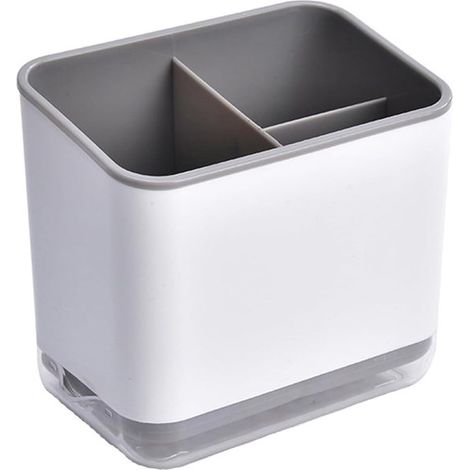 Estante para cubiertos de cocina, estante para fregadero, estante para cubiertos con 3 compartimentos, estante para cubiertos y estante para ollas y cucharas, para guardar cuchillos, tenedores y cucha (1/5)