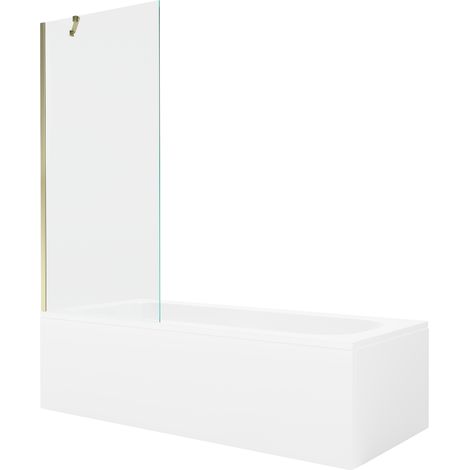 Mexen Vega rechteckige Wanne 180 x 80 cm mit Gehäuse und 1-flügeliger Trennwand 80 cm, transparent, gold - 550118080X9508000050 (1/5)