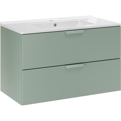 Mueble de lavabo individual Oria 80cm Verde mate (1/4)