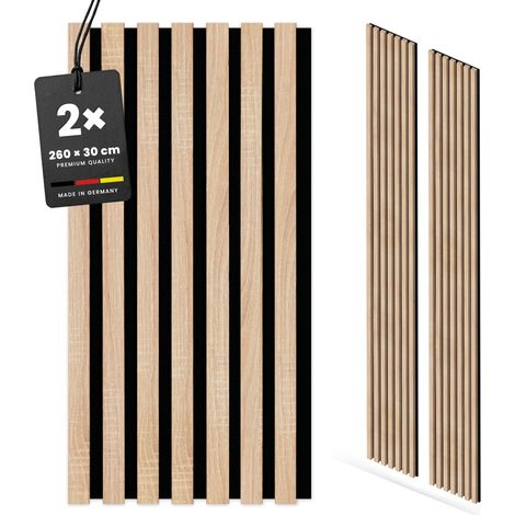 KGM Akustikpaneele Eiche Hell 2er Set 260 cm – MDF Wandpaneele für Wohnräume