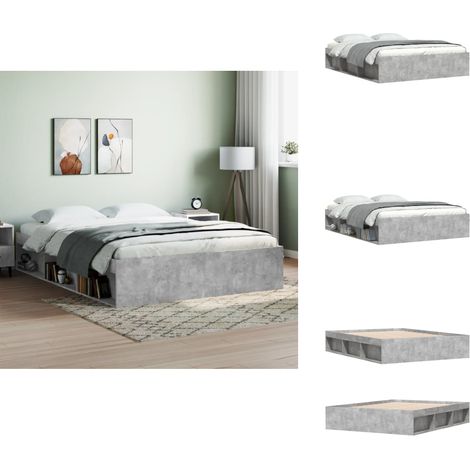 Bettgestell Betongrau 160x200 cm - Beton Grau - Holzrahmen - Massivholzbette - Doppelbett - Boxspringbett (1/5)