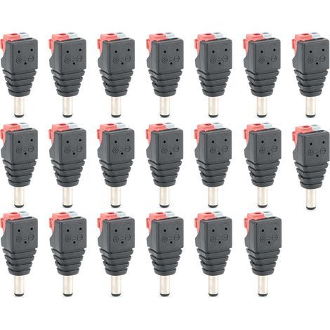 Stecker, Kabelanschluss, Gleichstromstecker, Klinkenadapter für LED-Lichtleisten, 5,5 x 2,1 mm, 20 Stück (1/5)