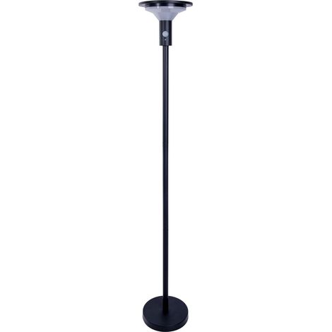 Naeve NORA Borne solaire d'extérieur LED à intensité variable de 139 cm, noire, avec capteur PIR et capteur crépusculaire, 3 000 K, IP44