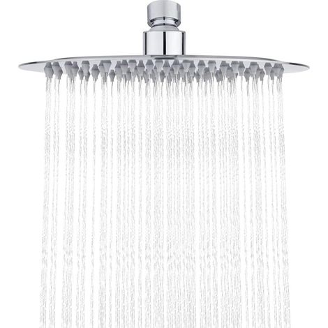 Pomme de douche ronde en acier inoxydable 201  Diamètre 20 cm  90 jets d'eau  Inclinaison 30°  Rotation 360°  Économie d'eau 30%