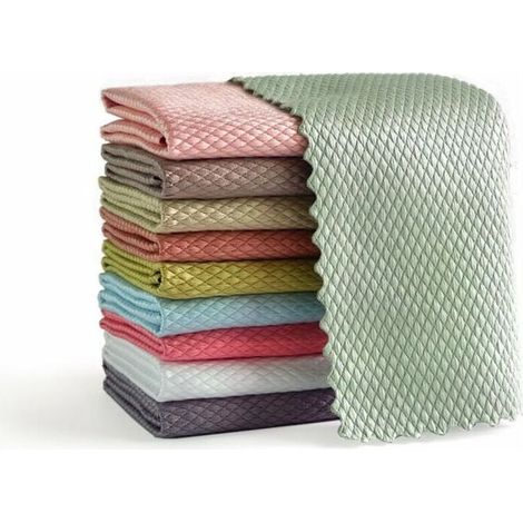 Chiffon Magique, Lot de 10 Chiffon de Nettoyage en Microfibre Multifunction pour dans Cuisine Voiture Salle de Bain Maison Bureau Multicolore 30x40CM (1/5)