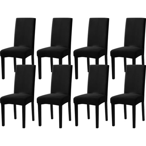 Housses de chaise extensibles et lavables, lot de 8, noir (1/5)