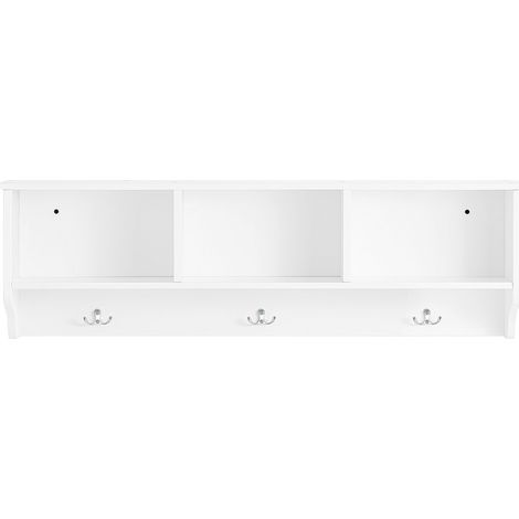 Perchero de Pared Estante para Entrada con 3 Ganchos y 3 Compartimentos Blanco 100 x 20 x 30 cm FHK35-W SoBuy ES