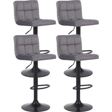 4er Set Barhocker Feni Samt grau