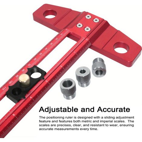 Règle de positionnement 2 en 1 pour perçage, outil de traçage multifonction en alliage d'aluminium, échelle métrique/impériale, 6/8/10mm, menuiserie (1/5)