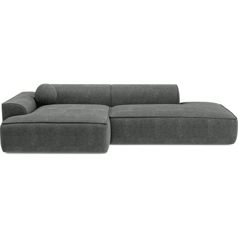 Canapé angle gauche 4 places en tissu tramé gris anthracite (1/5)