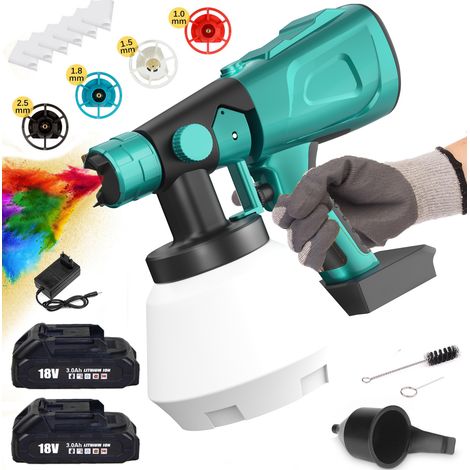 Malenpistolen, 1l Schmerz Elektrischer Hand Handfarbe Farbe Lackiermalmals Wandmaler Maler Maler mit 4 Filter, 2x3.0a Batterie, 1 Ladegerät, kompatibel mit Makita -Batterie (1/5)