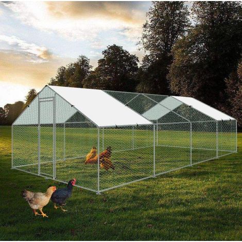 Bc-elec - RA-382 Pollaio da esterno 3x8x2m, recinto in rete metallica per galline, pollame, struttura in acciaio zincato 25x0,65mm