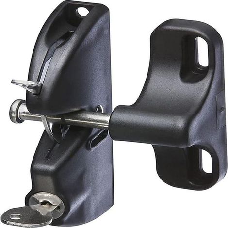 Serrure de porte à clé double face avec vis, loquet de portail en métal, bois et plastique (1/5)