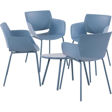 Sitzgruppe Velvena blau 4 Stühle