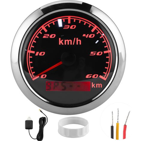 Compteur de vitesse GPS 85mm 60KM/H IP67 étanche universel pour bateau yacht voiture moto cadran noir (1/5)