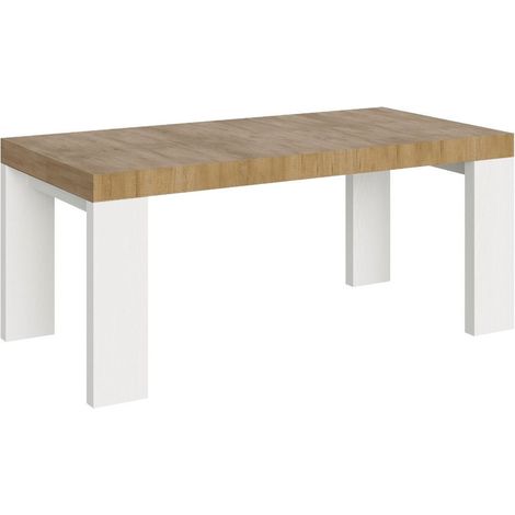 Table rectangulaire extensible bois clair et blanc 180 à 440cm Ribo-Support 4 pieds (1/5)