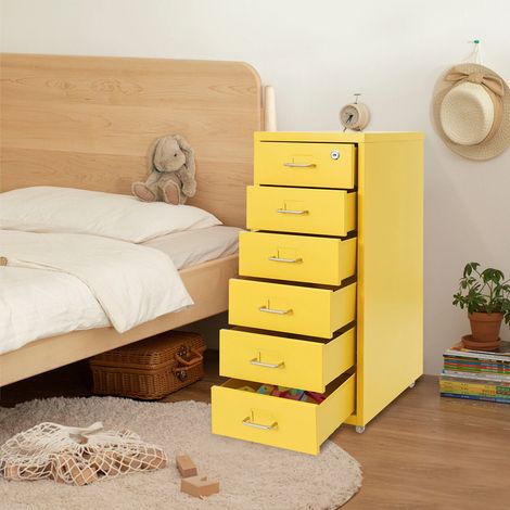 Cabinet de verrouillage de fichier en métal de grande capacité de 6 étages, classeur vertical avec serrure, finisseur métallique mobile, 28 41 69cm (1/5)