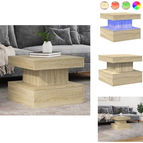Table basse avec lumières LED chêne sonoma 50x50x40 cm - Table Basse Design - Table Basse Led - Table Basse Lumineuse - Table Basse Contemporaine - Meuble Salon (1/5)