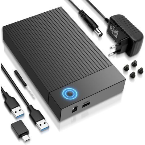 Station d'accueil USB 3.0 pour disque dur/SSD 2,5 et 3,5" - Boîtier de disque dur externe 3,5" avec UASP, station d'accueil HDD, boîtier HDD pour Windows, Mac, Linux (avec adaptateur secteur 12 V/2 A) (1/4)