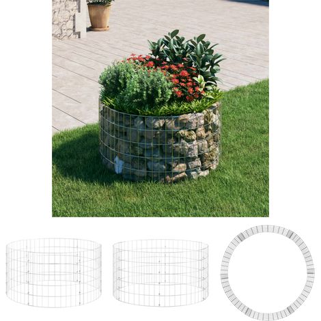 The Living Store - Gabionen-Säule Rund Verzinkter Stahl Ø100x50 cm (1/5)