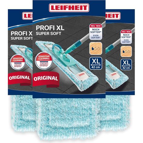 Lot de 3 Housses de Rechange, Polyester Super Doux, Structure Bouclée, Pour Balai Plat Profi XL, Parquet et Sol Fragile