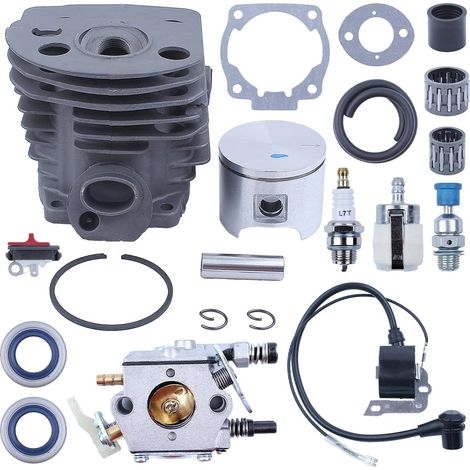 Kit piston-cylindre-roulement de manivelle 46 mm Compatible pour tronçonneuses Husqvarna 55 50 51 503609171, Kit roulement de manivelle de piston de cylindre, joint de cylindre, roulement à aiguilles (1/5)